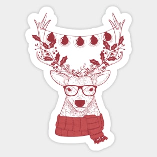 Hipster christmas shirt | reindeer christmas t-shirt |  christmas gifts for hipsters Sticker